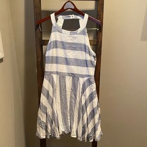 Blue and White Striped Mini Dress